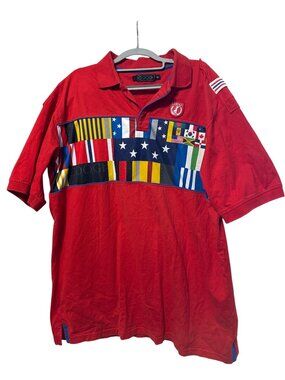 Coogi Red International Flags Polo Shirt XXL